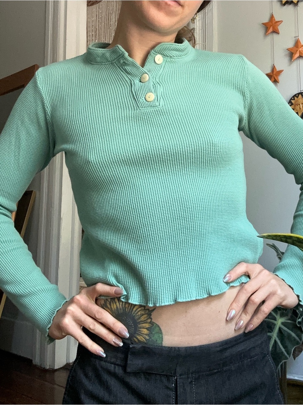 Back Beat Co. Mint Green Ribbed Henley
